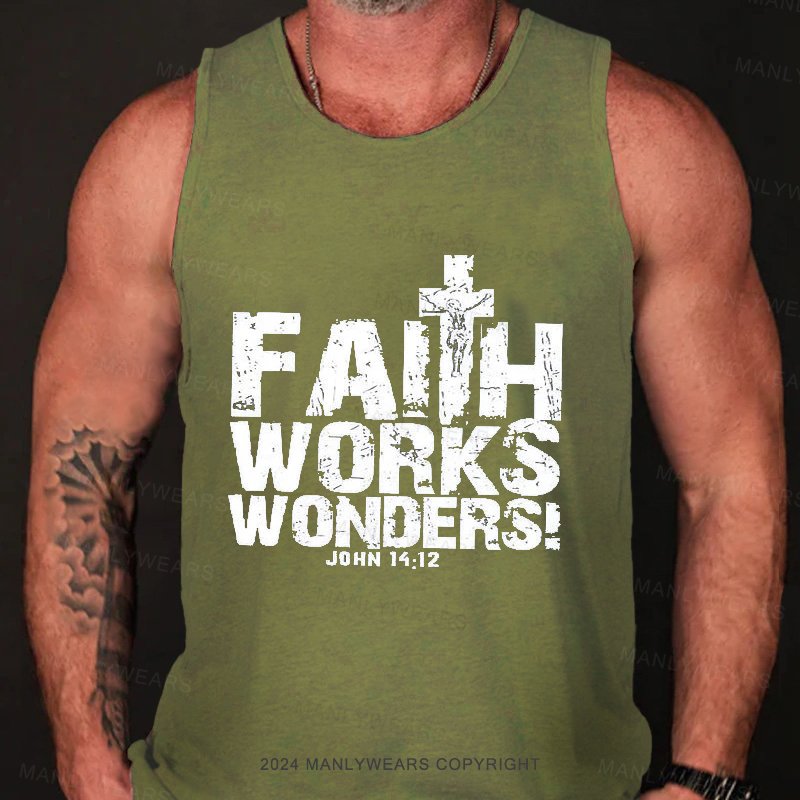 Faith Works Works Wonders John 14:12 Washed Tank Top