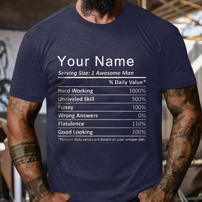 Personalized Name Serving Size: 1 Awesome Man T-Shirt