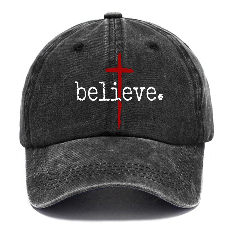 Believe Cross Print Baseball Hat