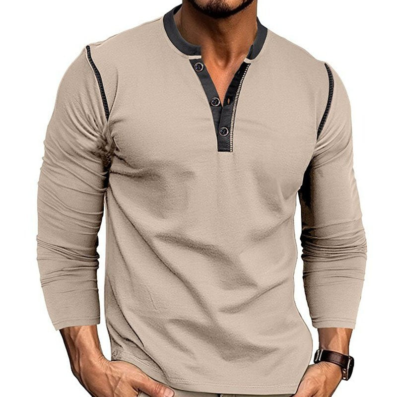 Plain Casual Henley Collar Long Sleeve T-Shirt