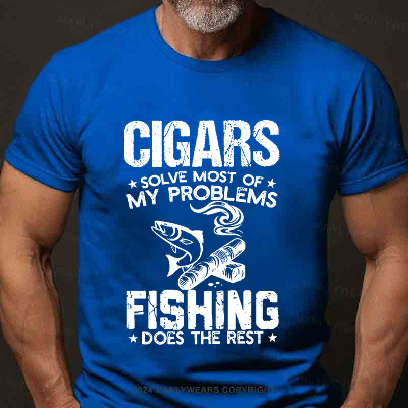 Cigars Solve Most Of My Problems Bourbon Solves The Rest Men's T-Shirt