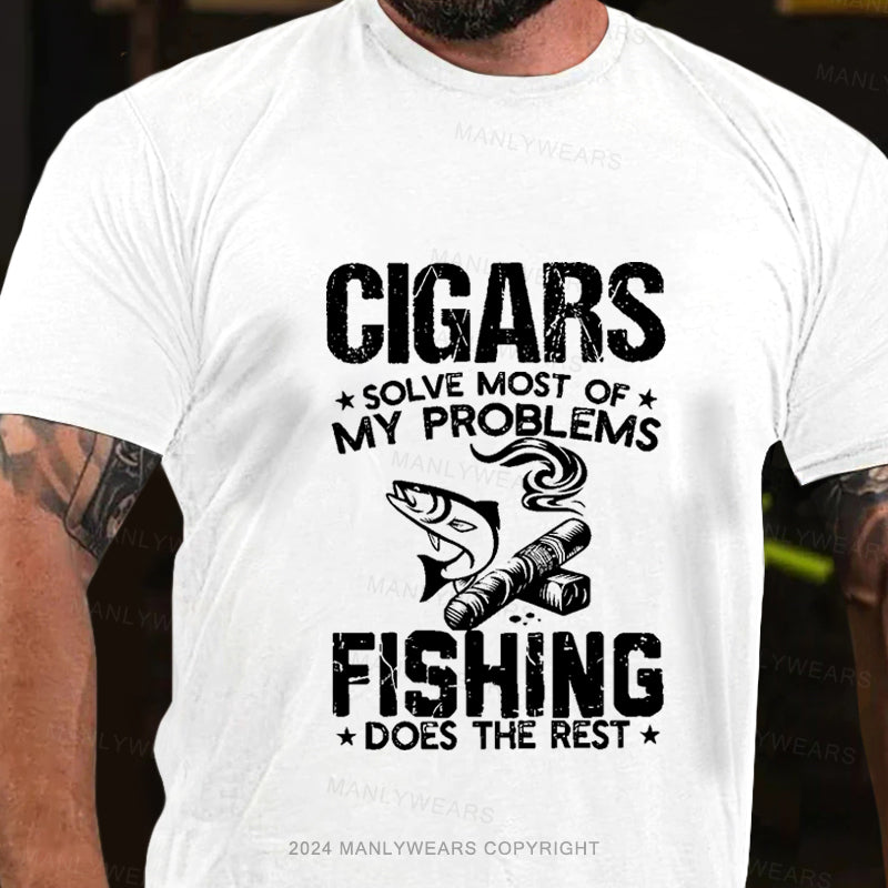 Cigars Solve Most Of My Problems Bourbon Solves The Rest Men's T-Shirt