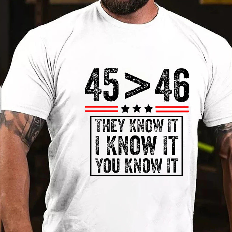 45 Is Greater Than 46 They Know It I Know It You Know It  Men's T-shirt