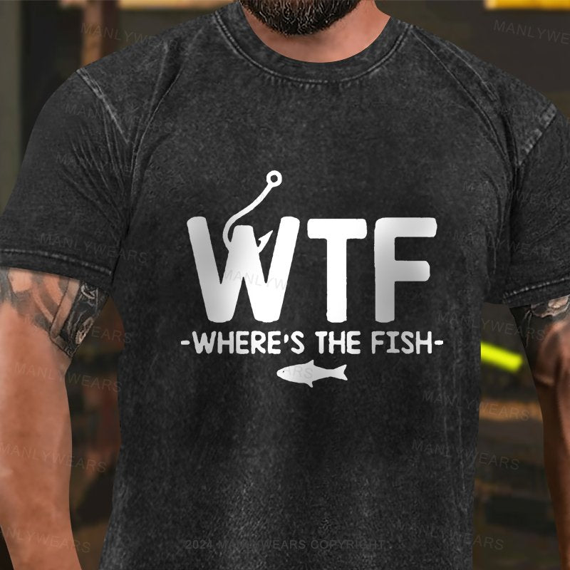 WTF - Where's The Fish Funny Washed T-Shirt