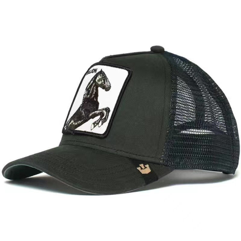 Black Horse Print Trucker Cap