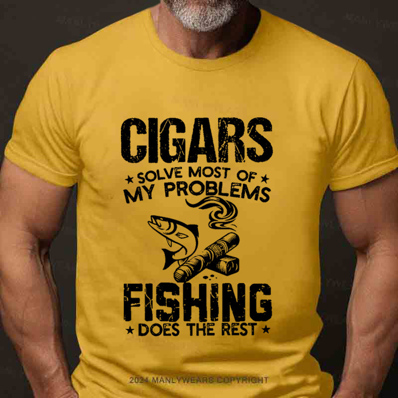 Cigars Solve Most Of My Problems Bourbon Solves The Rest Men's T-Shirt