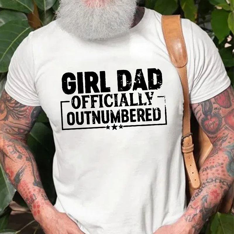 Girl Dad Officially Outnumbered Funny Dad Of Girls T-shirt
