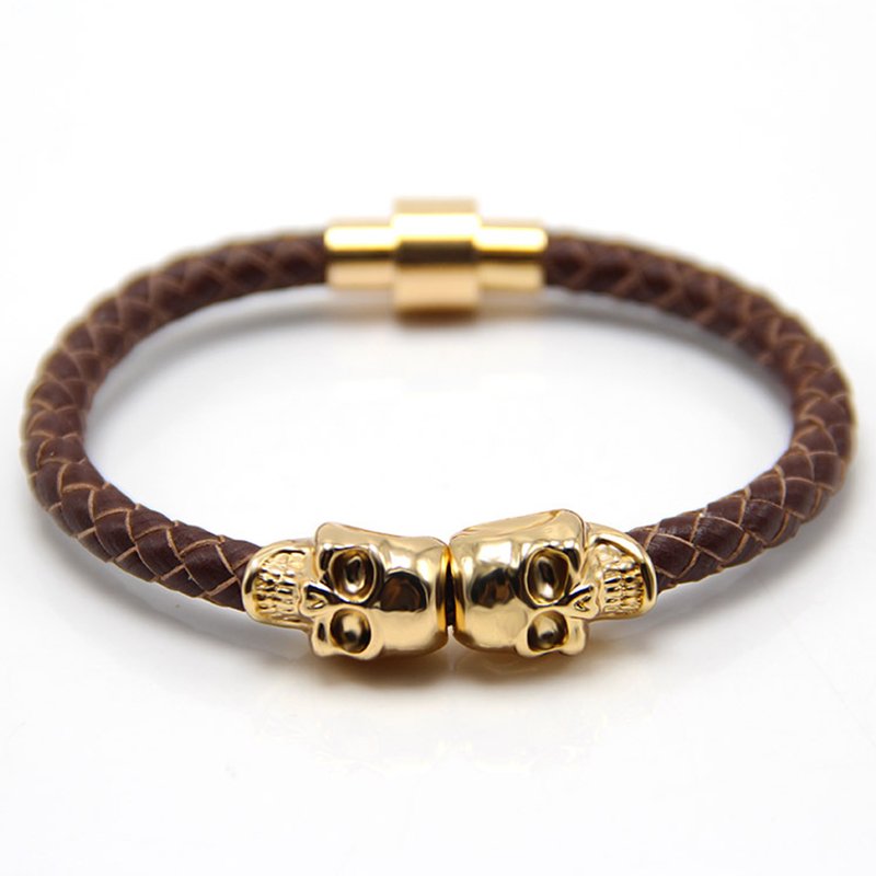 Braided Magnetic Skull Bracelet