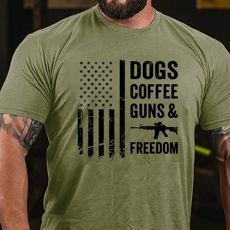 Dogs Coffee Guns And Freedom T-shirt