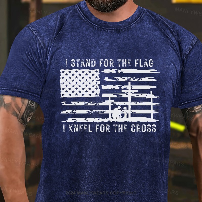 I Stand For The Flag I Kneel For The Cross Washed T-Shirt