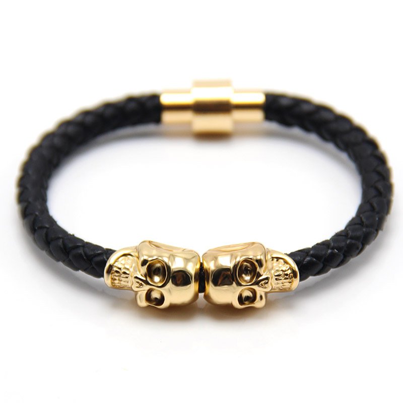 Braided Magnetic Skull Bracelet