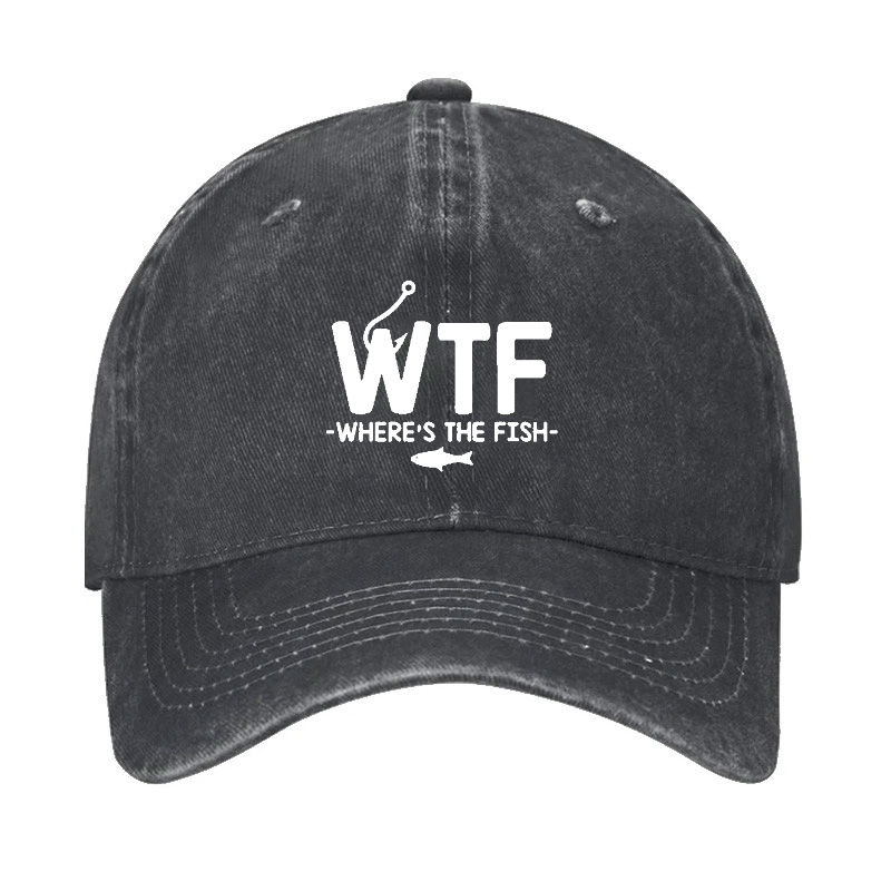 WTF - Where's The Fish Funny Print Hat