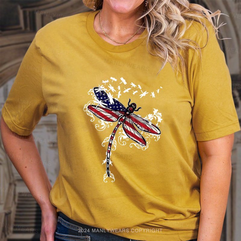 American flag Butterfly Women T-Shirt