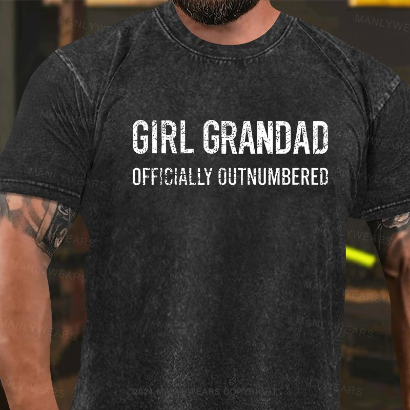 Girl Grandad Officially Outnumbered Washed T-shirt