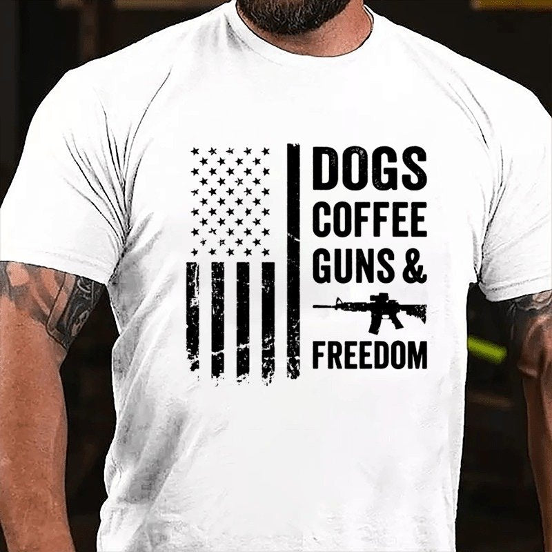 Dogs Coffee Guns And Freedom T-shirt