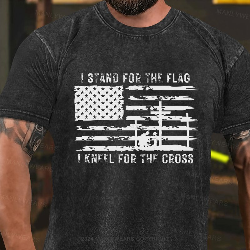 I Stand For The Flag I Kneel For The Cross Washed T-Shirt