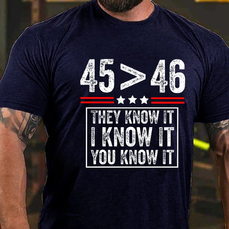 45 Is Greater Than 46 They Know It I Know It You Know It  Men's T-shirt