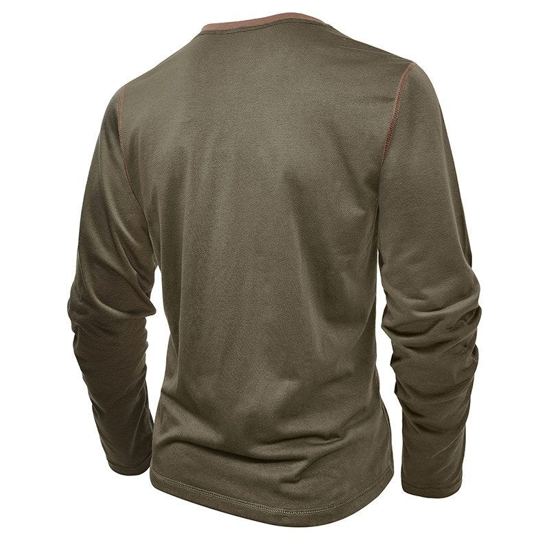 Plain Casual Henley Collar Long Sleeve T-Shirt