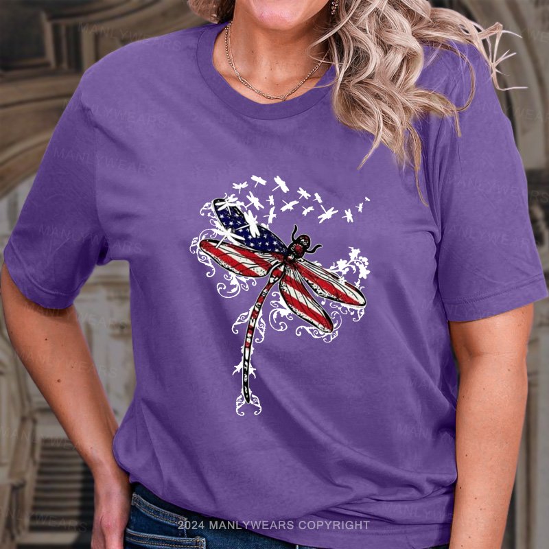 American flag Butterfly Women T-Shirt