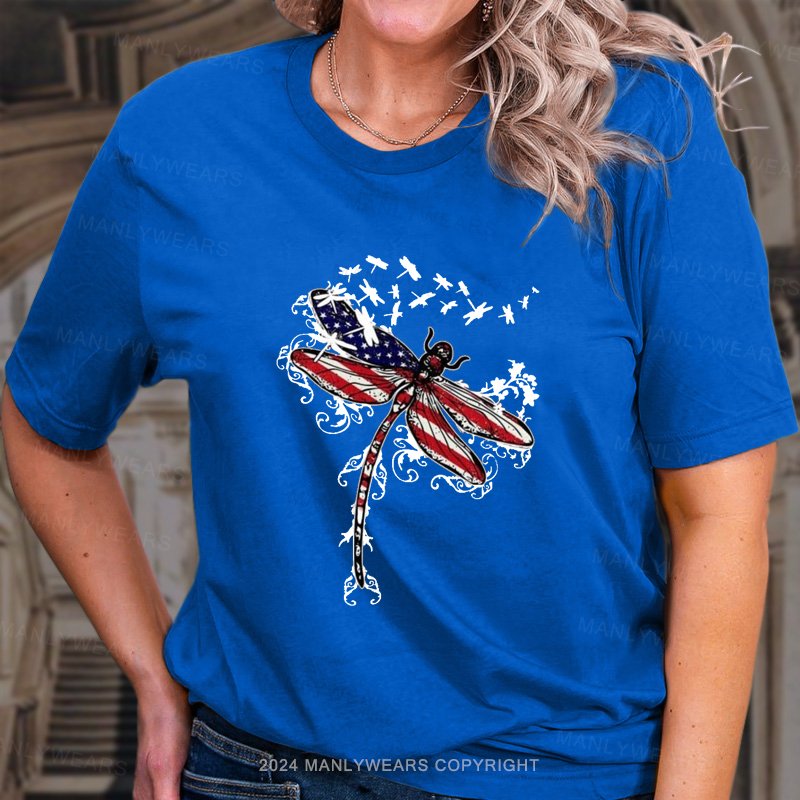 American flag Butterfly Women T-Shirt