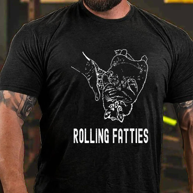 Rolling Fatties Funny Cat Minimalist T-shirt