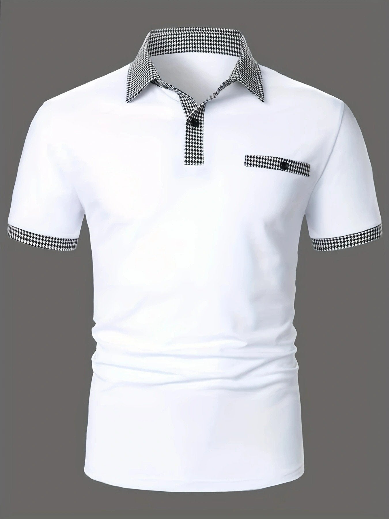 Men's Contrast Color Short-sleeved Polo Shirt