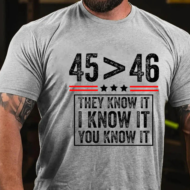 45 Is Greater Than 46 They Know It I Know It You Know It  Men's T-shirt