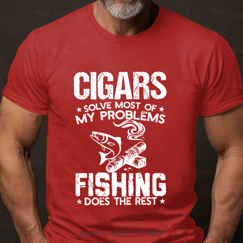 Cigars Solve Most Of My Problems Bourbon Solves The Rest Men's T-Shirt