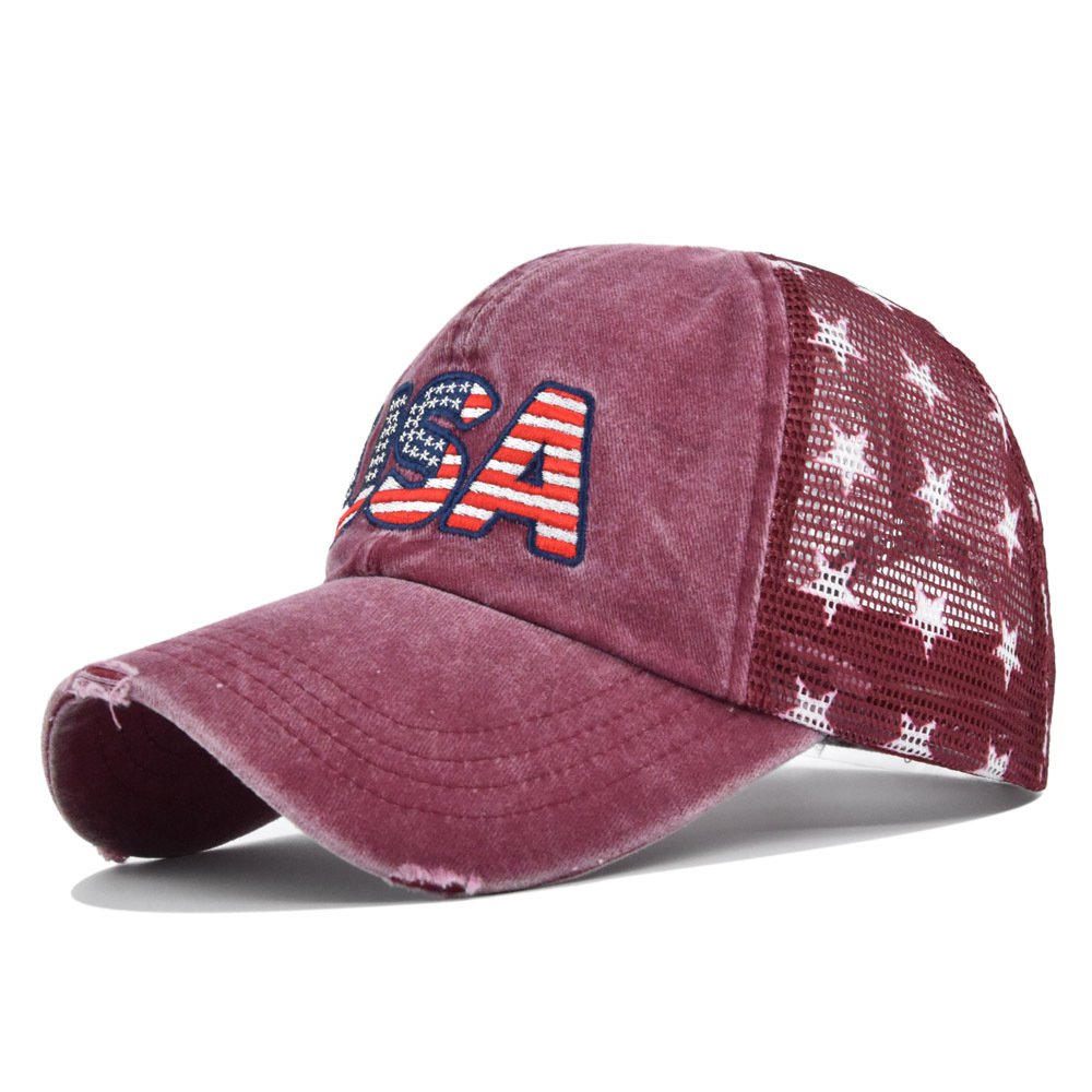 American flag embroidered mesh Trucker Cap