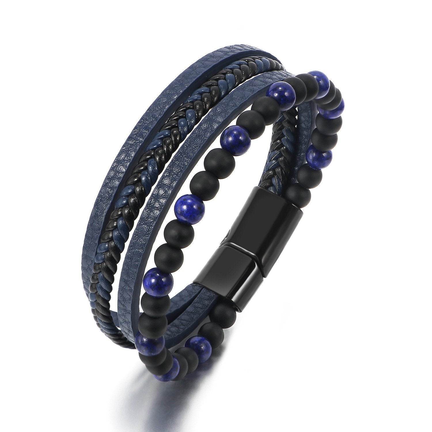 Leather Multilayer Bracelets for Men Braided Beads Wristband Bracelet