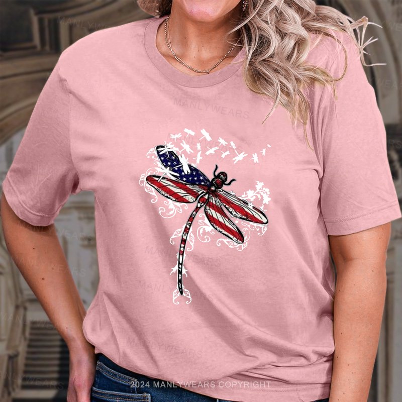 American flag Butterfly Women T-Shirt