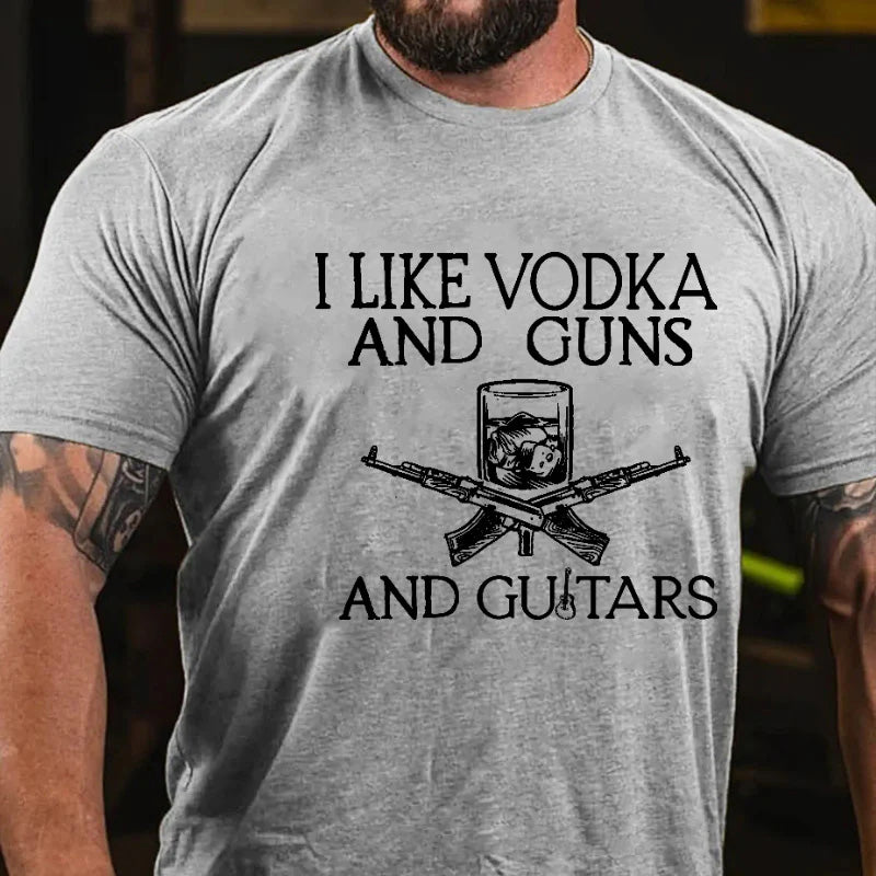 I Like Vodka And Guns And Guitars Funny Custom Men's T-shirt