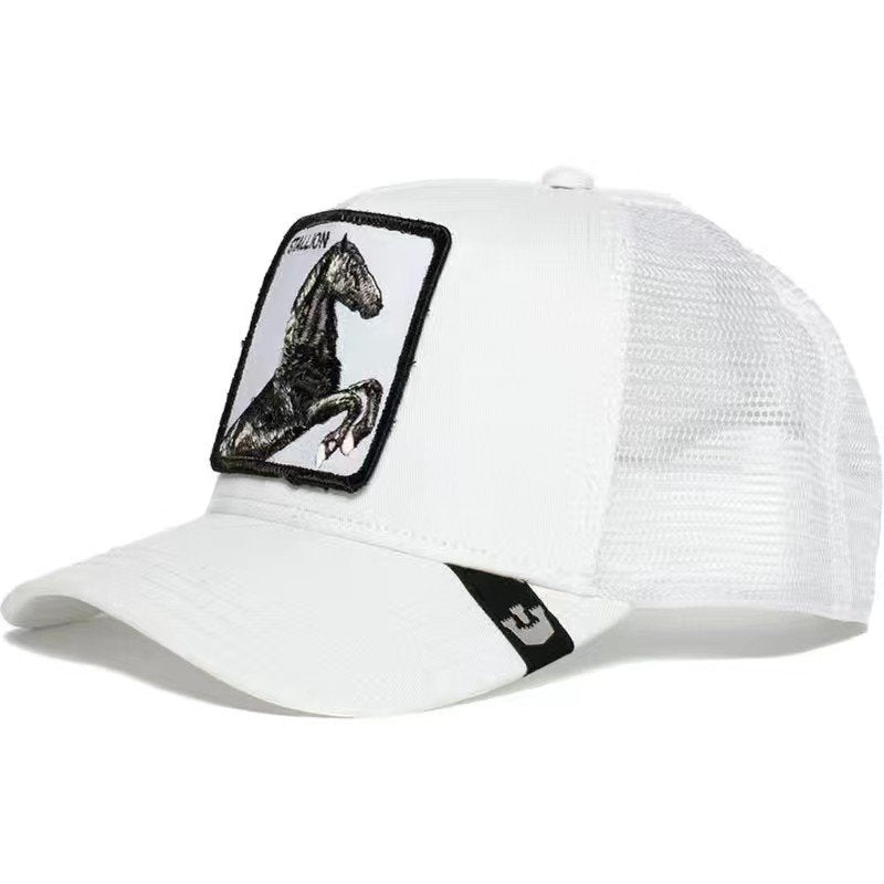 Black Horse Print Trucker Cap