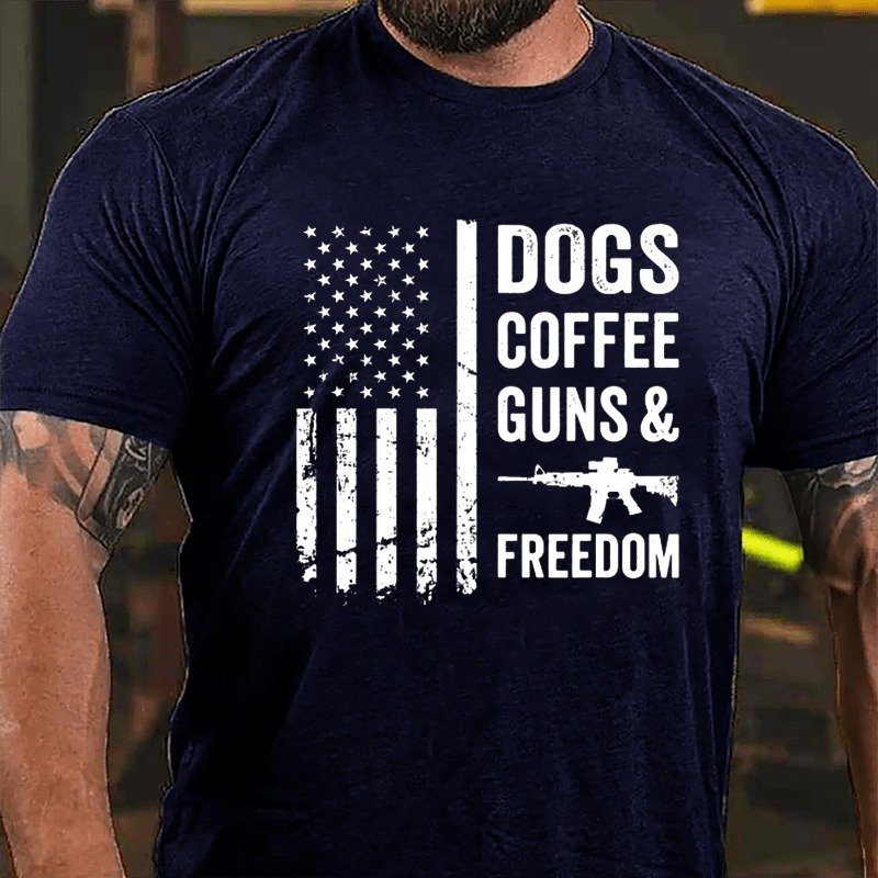 Dogs Coffee Guns And Freedom T-shirt