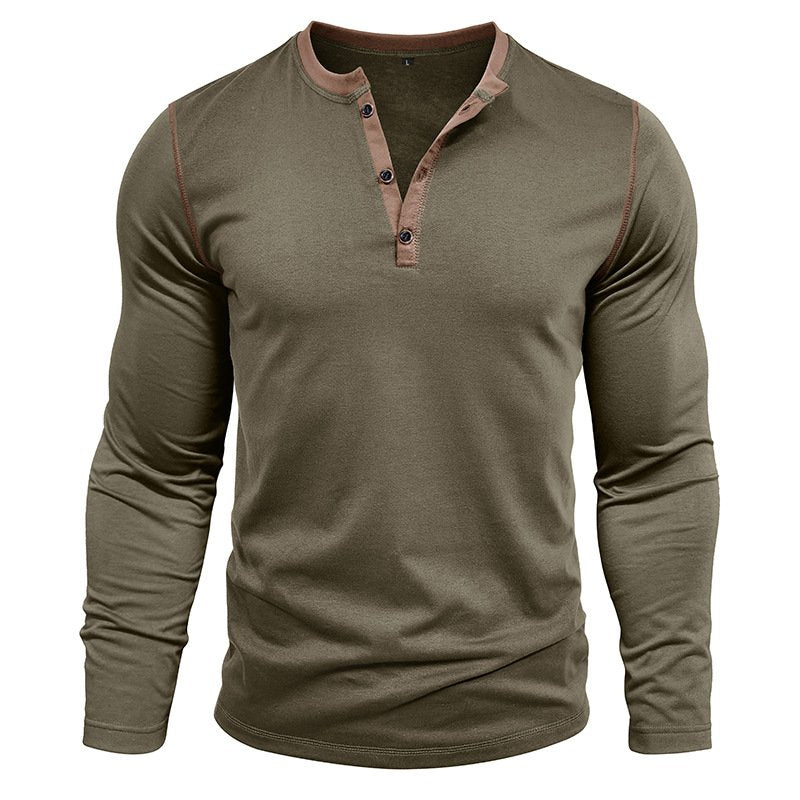 Plain Casual Henley Collar Long Sleeve T-Shirt