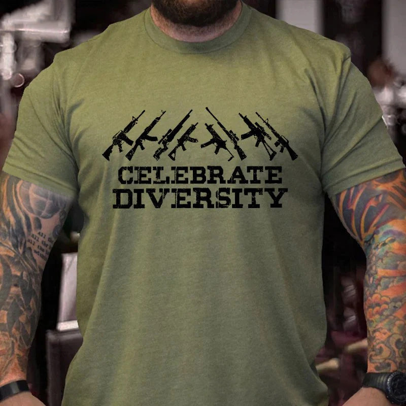 Celebrate Diversity Guns Print Men's T-shirt