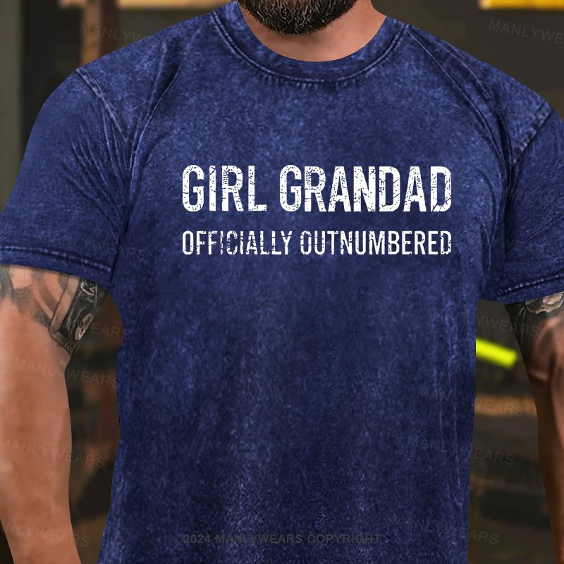 Girl Grandad Officially Outnumbered Washed T-shirt