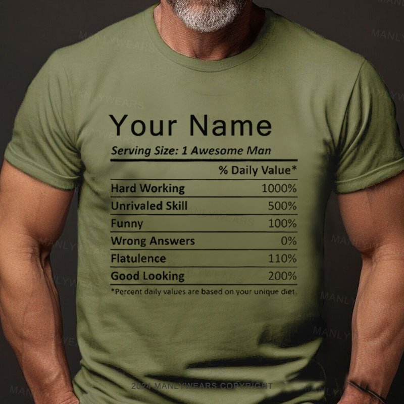 Personalized Name Serving Size: 1 Awesome Man T-Shirt