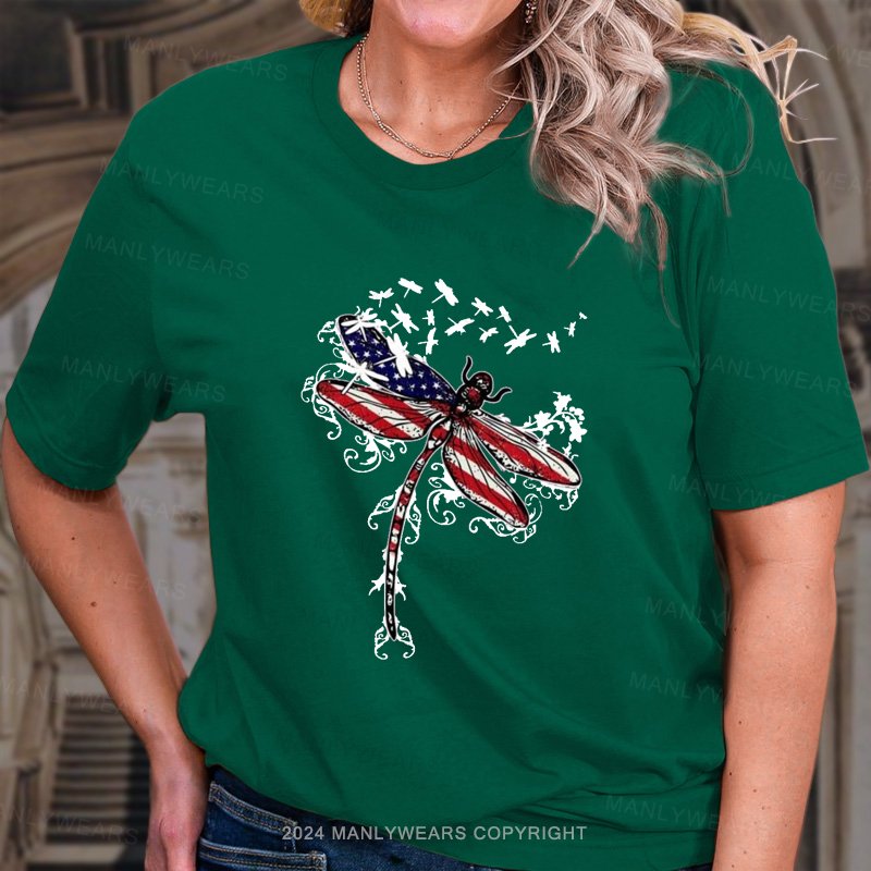 American flag Butterfly Women T-Shirt