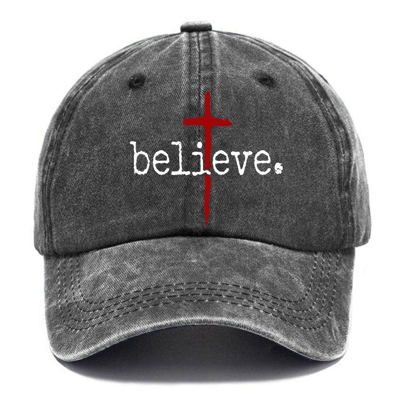 Believe Cross Print Baseball Hat