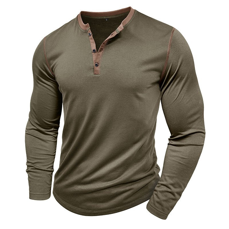 Plain Casual Henley Collar Long Sleeve T-Shirt