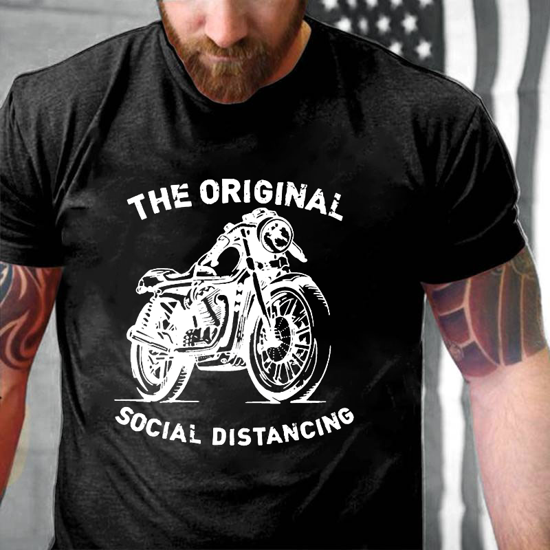 Funny Motorcycle Original Social Distancing T-shirt