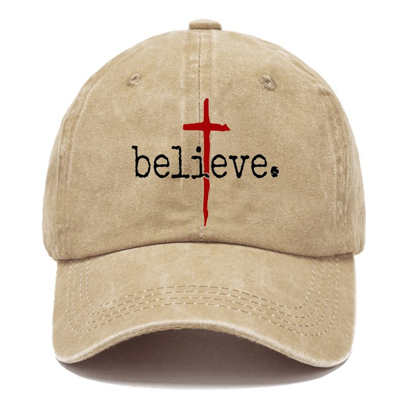 Believe Cross Print Baseball Hat