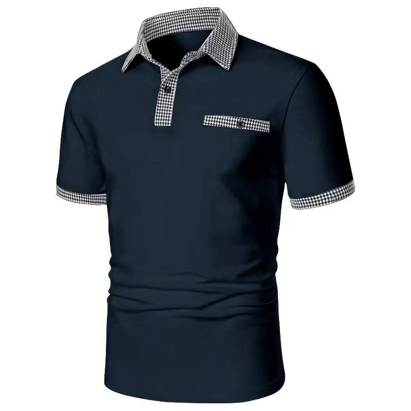 Men's Contrast Color Short-sleeved Polo Shirt