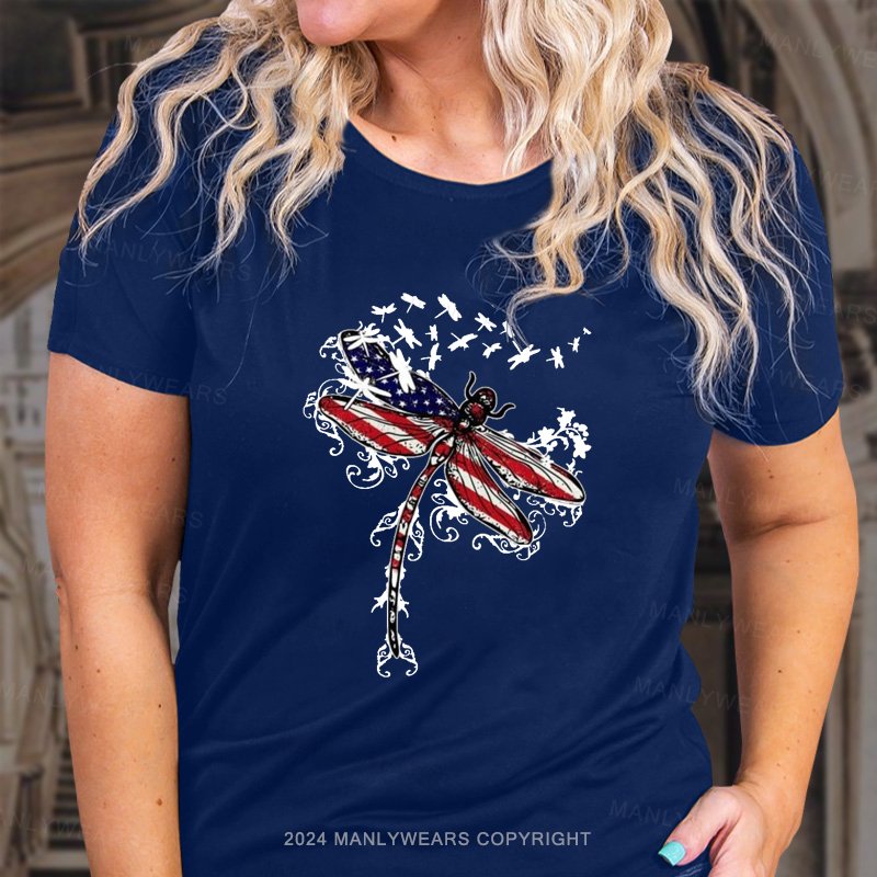 American flag Butterfly Women T-Shirt