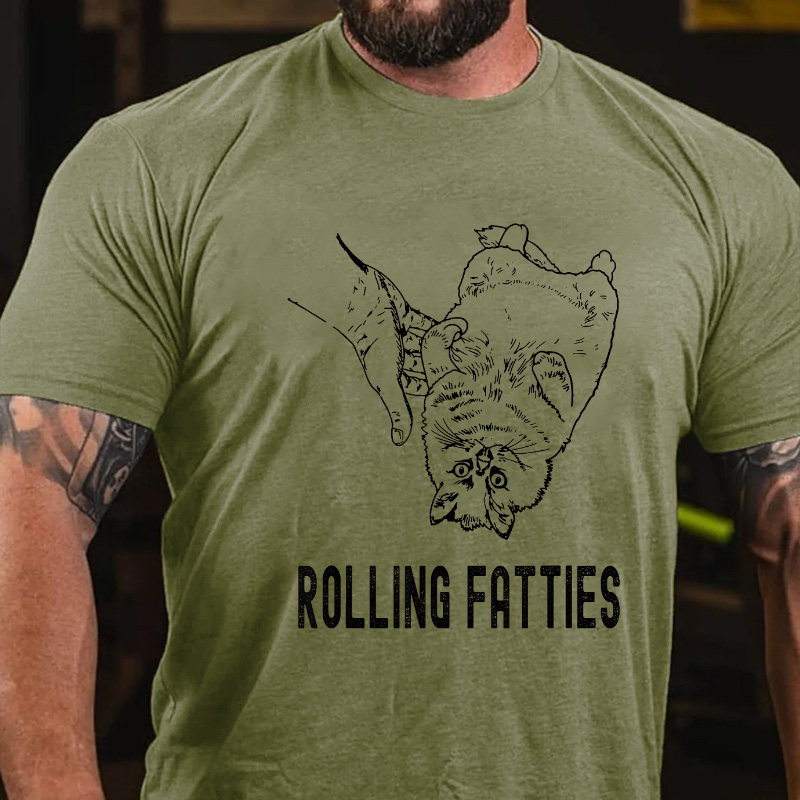 Rolling Fatties Funny Cat Minimalist T-shirt