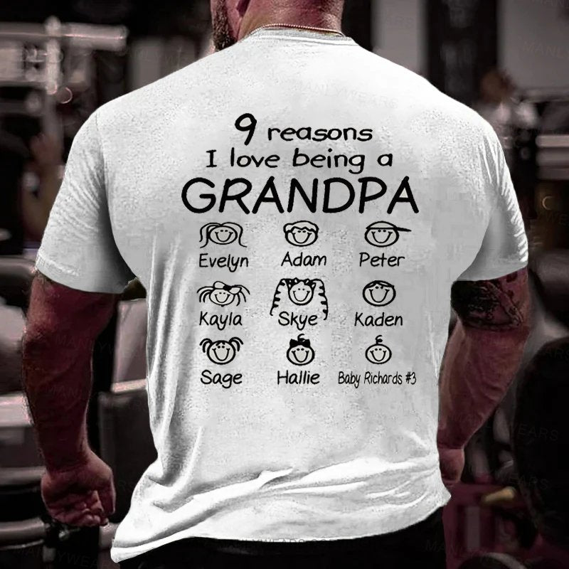 9 Reasons I Love Being A Grandpa Evelyn Adam Peter Kayla Skye Kaden Sage Hallie Baby Richards T-Shirt