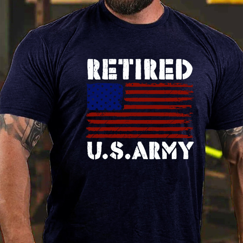 Vintage USA Flag Family Hero Proud Retired U.S Army Veteran T-shirt