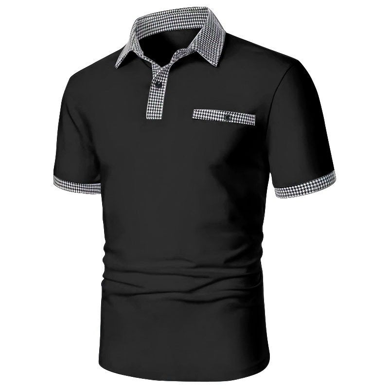 Men's Contrast Color Short-sleeved Polo Shirt