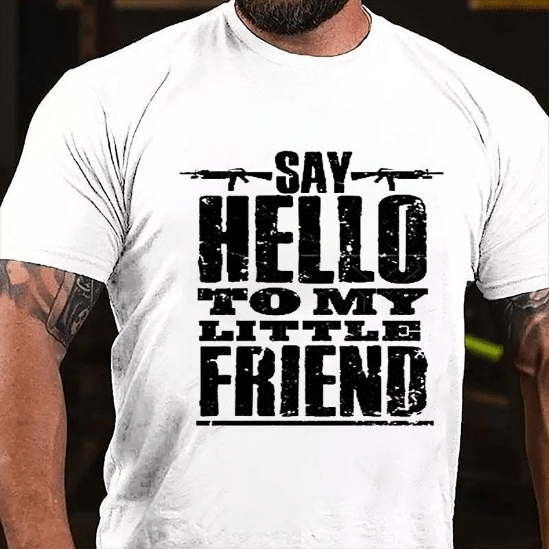 Say Hello To My Little Friend Guns Print T-shirt